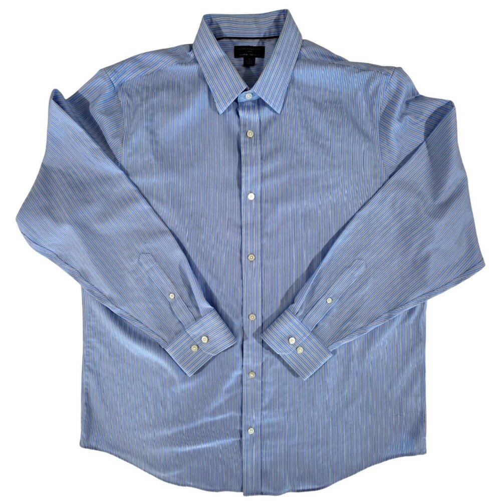 Banana Republic Blue Striped Non-Iron Classic Fit Button Up Dress Shirt Size XL